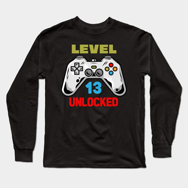 White Unlocked Level 13 13 Years old birthday Long Sleeve T-Shirt by rosenbaumquinton52